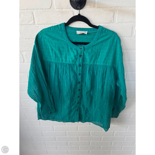 Top Long Sleeve By Pilcro In Teal, Size: M