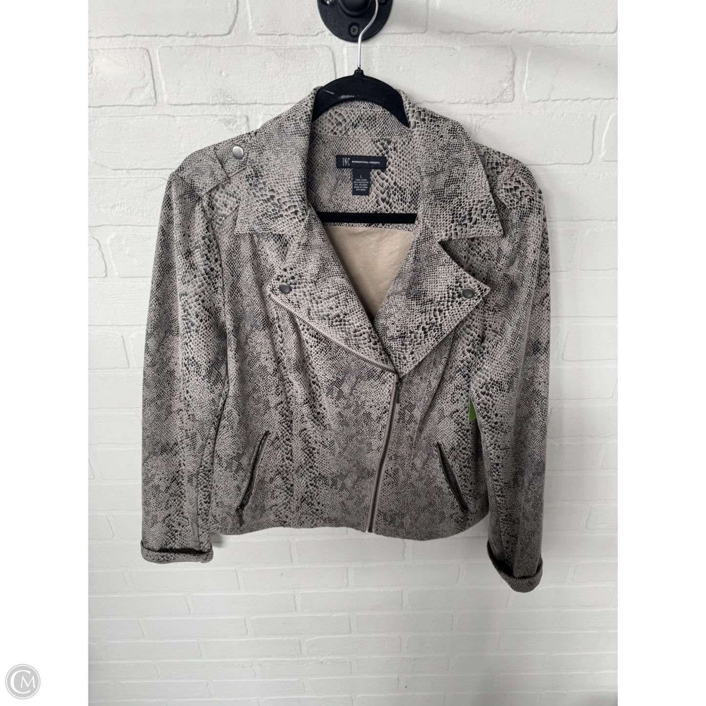 Jacket Moto By Inc In Snakeskin Print, Size: L