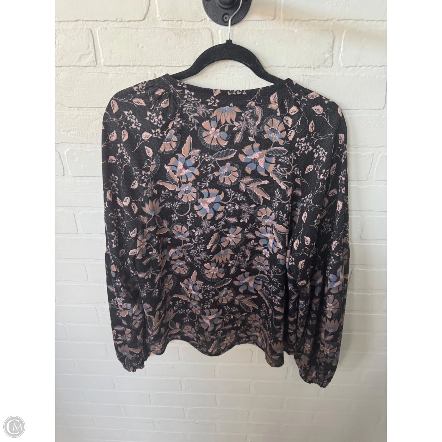 Top Long Sleeve By Evereve In Black & Blue, Size: L
