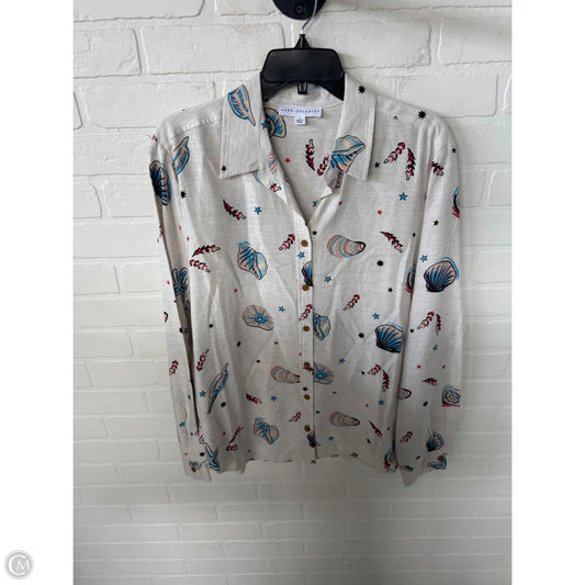 Top Long Sleeve By Jane And Delancey In Blue & Tan, Size: L