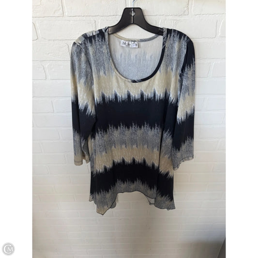 Tunic 3/4 Sleeve By Clothes Mentor In Black & Tan, Size: 2x