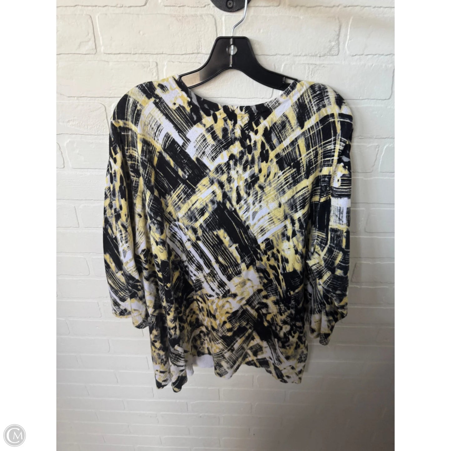 Sweater Cardigan By Cj Banks In Black & Yellow, Size: 2x