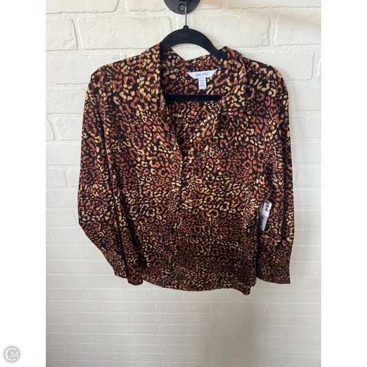 Top Long Sleeve By Nine West In Animal Print, Size: Lp