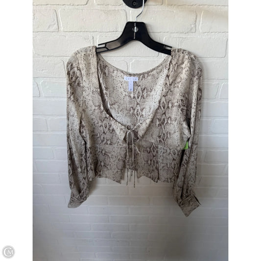Top Long Sleeve By Leith In Snakeskin Print, Size: L