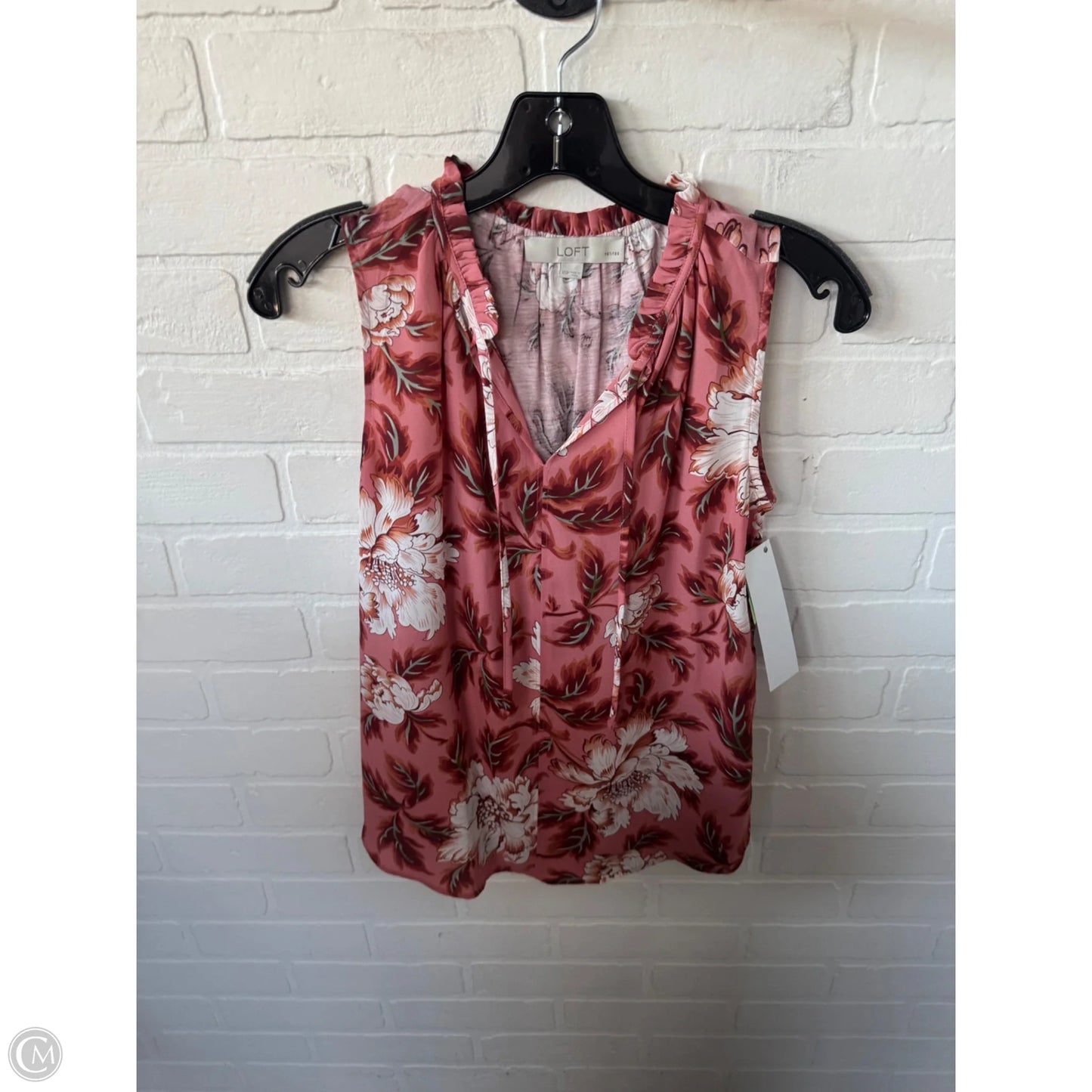 Top Sleeveless By Loft In Pink & Tan, Size: Xsp