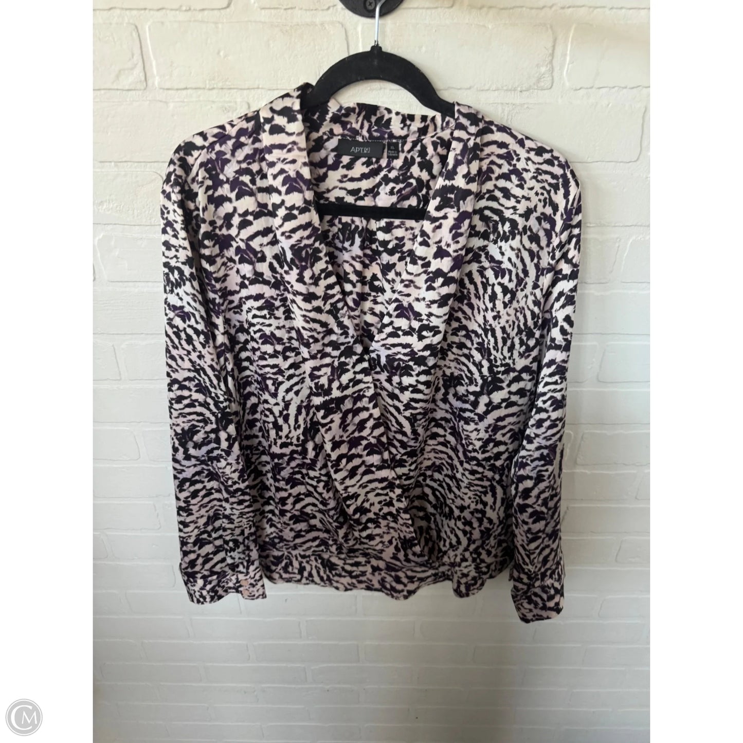 Top Long Sleeve By Apt 9 In Black & Purple, Size: Xl