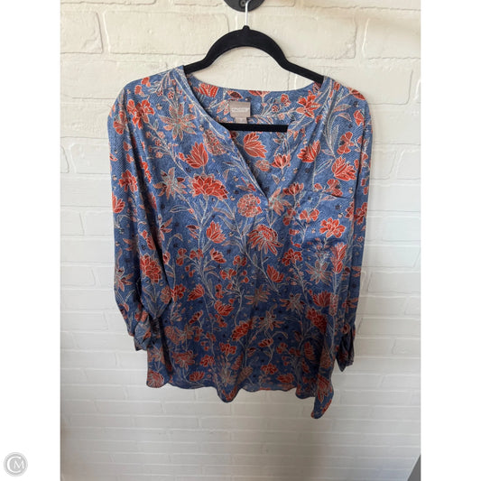 Tunic 3/4 Sleeve By Chicos In Blue & Orange, Size: Xl