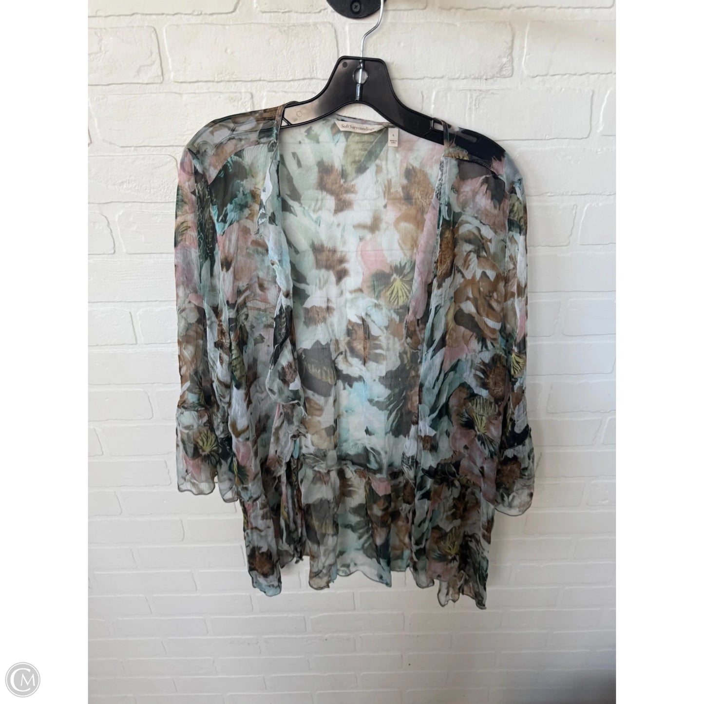Kimono By Soft Surroundings In Green & Pink, Size: L