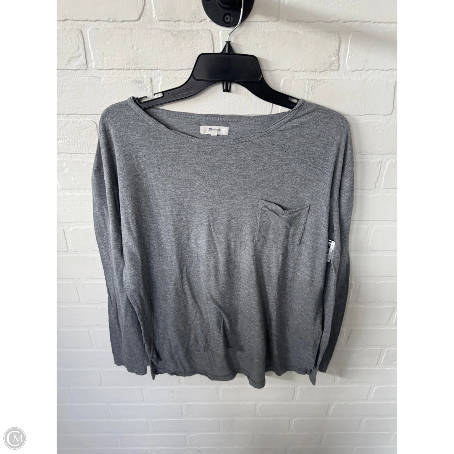 Top Long Sleeve Basic By Madewell In Grey, Size: L