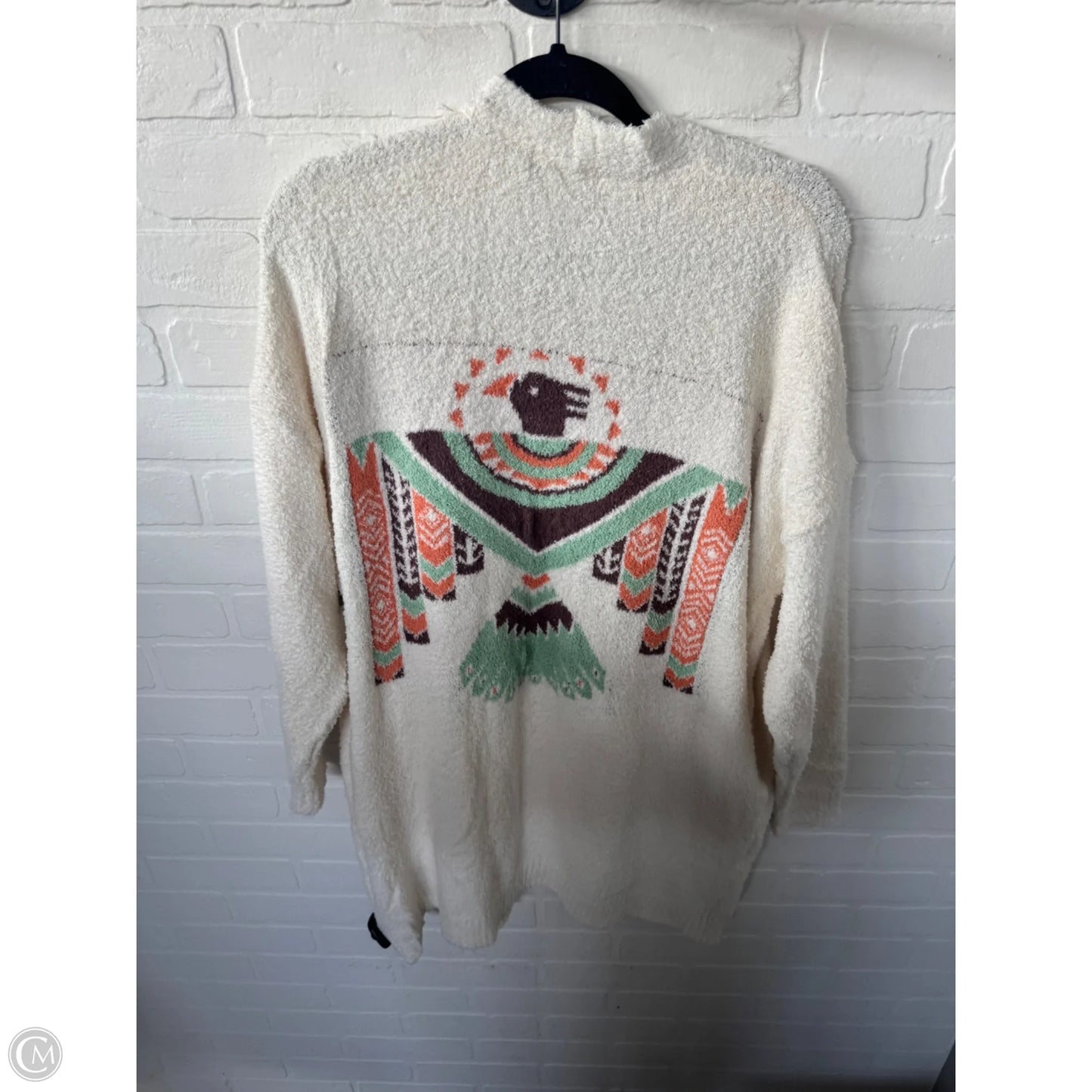 Sweater Cardigan By Blakeley In Cream & Green, Size: Osfm