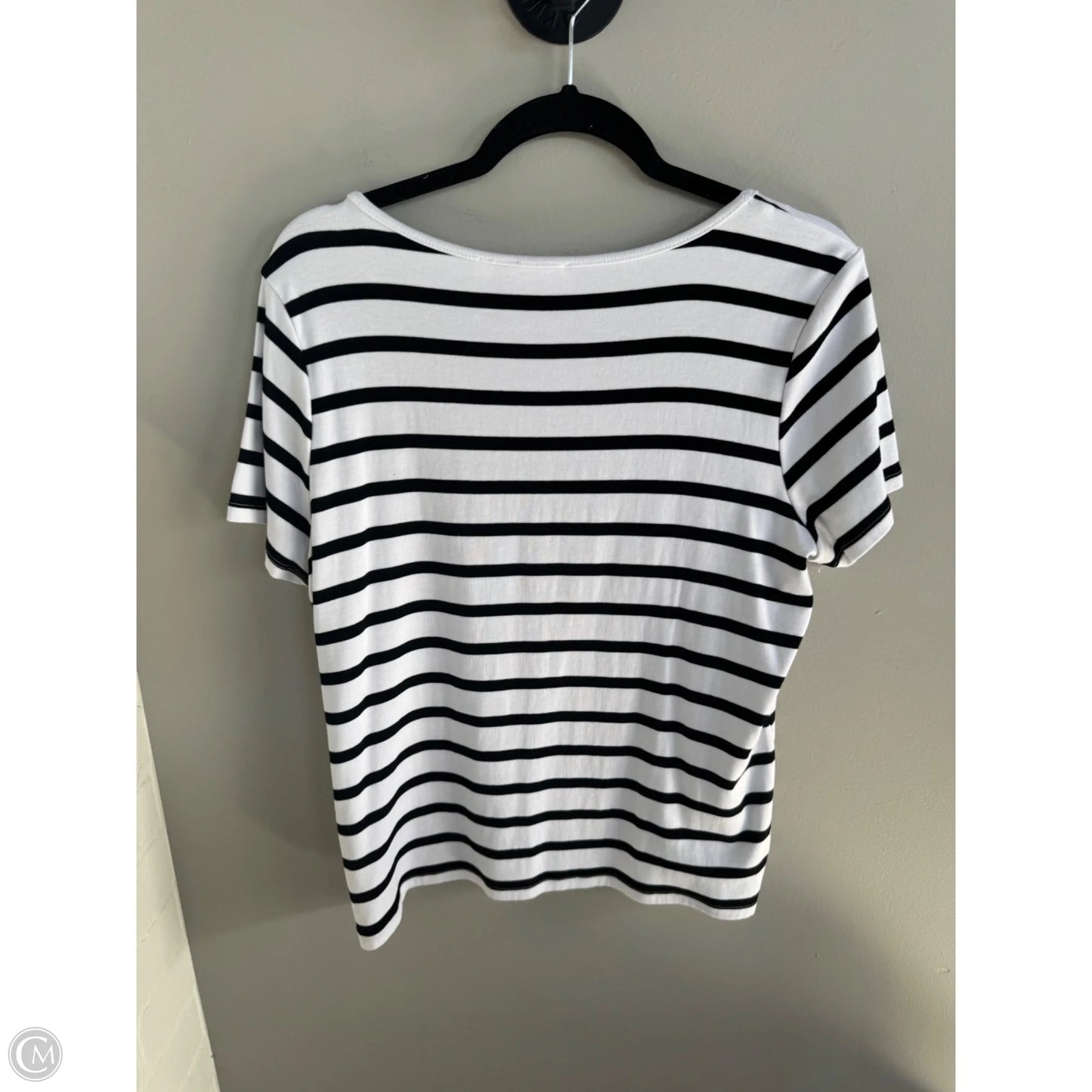 Top Short Sleeve Basic By Cyrus In Black & White, Size: Xl