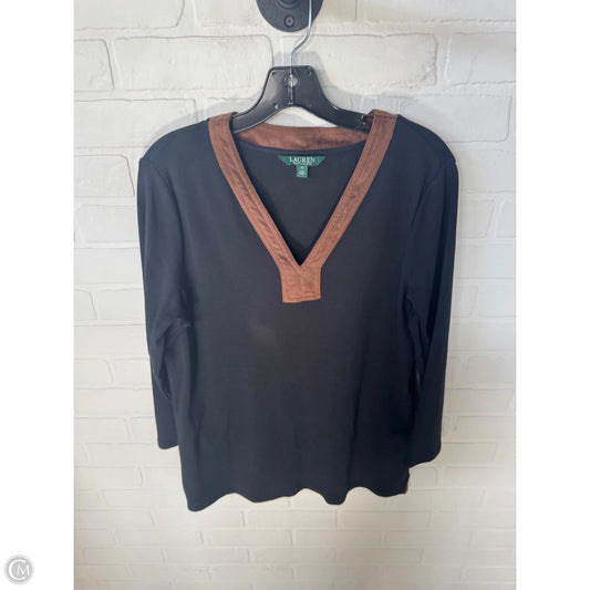 Top 3/4 Sleeve By Lauren By Ralph Lauren In Black & Brown, Size: Xl