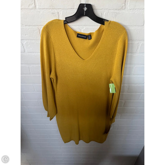Dress Sweater By Nina Leonard In Yellow, Size: Xl
