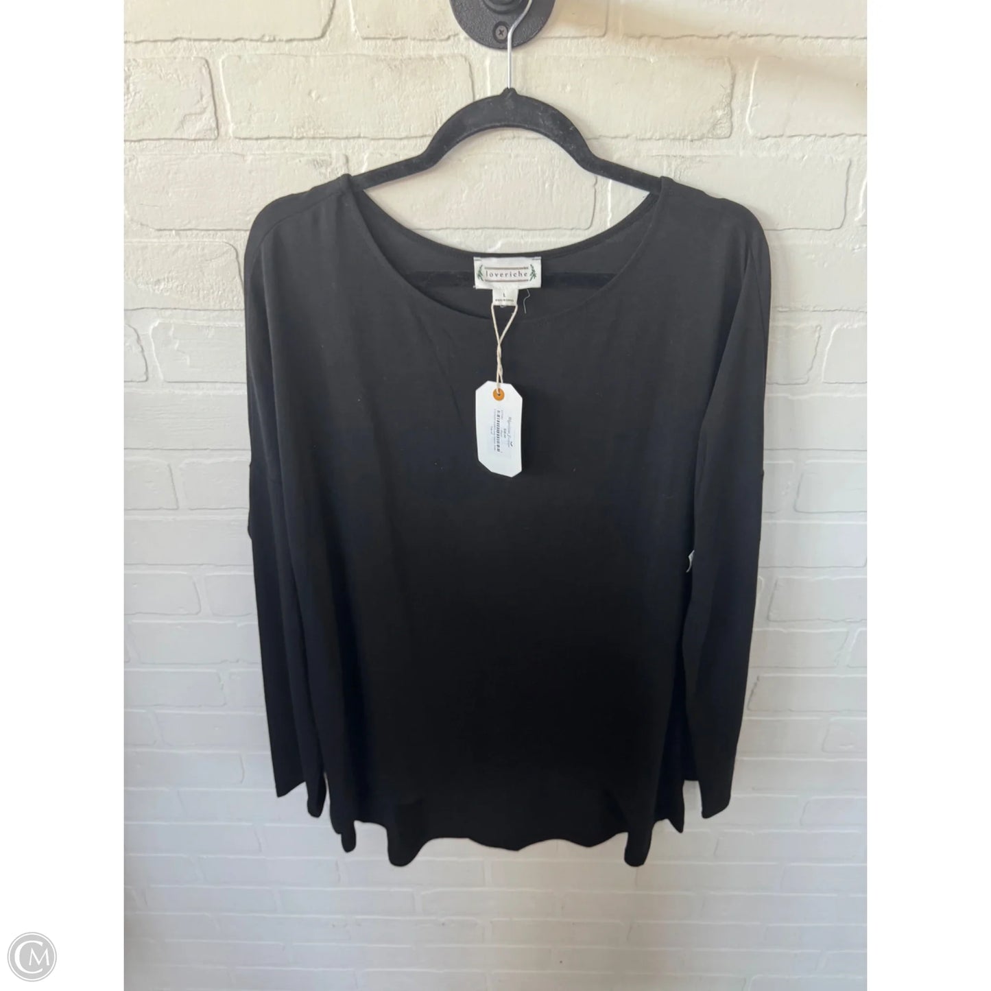 Top Long Sleeve Basic By Loveriche In Black, Size: L