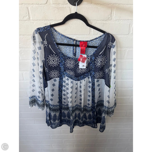 Top Long Sleeve By Clothes Mentor In Blue & White, Size: M