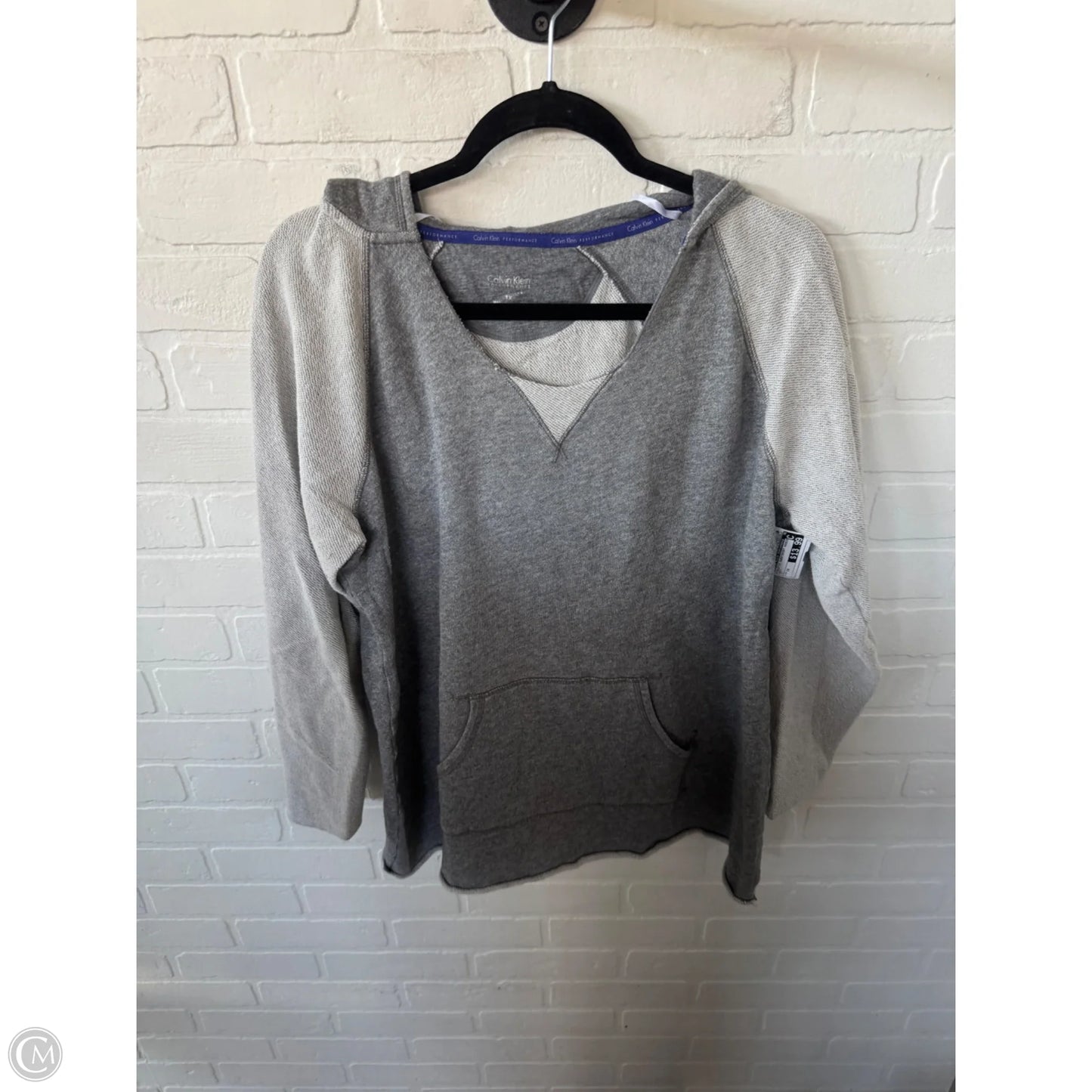Athletic Sweatshirt Hoodie By Calvin Klein Performance In Grey, Size: 1x