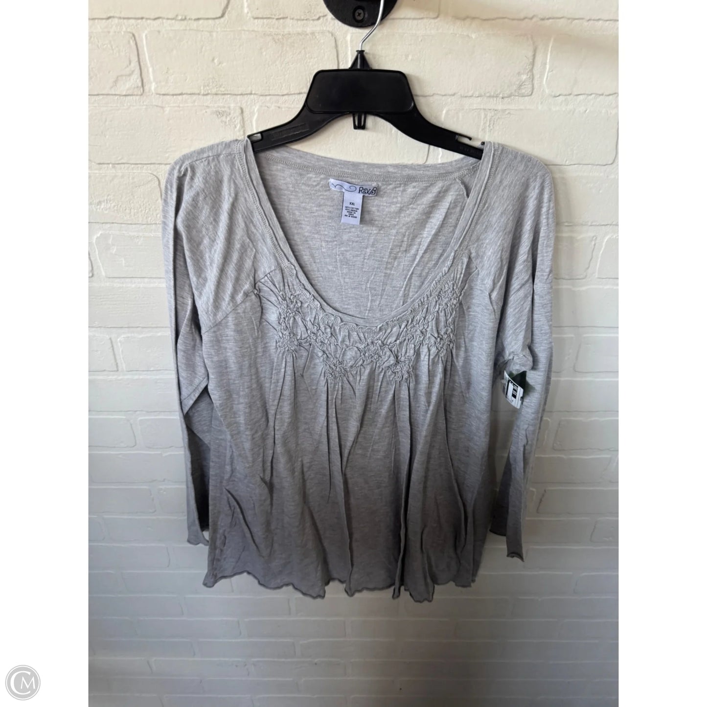 Top Long Sleeve By Rxb In Grey, Size: Xxl