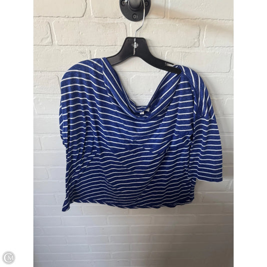 Top Short Sleeve By Umgee In Blue & White, Size: L