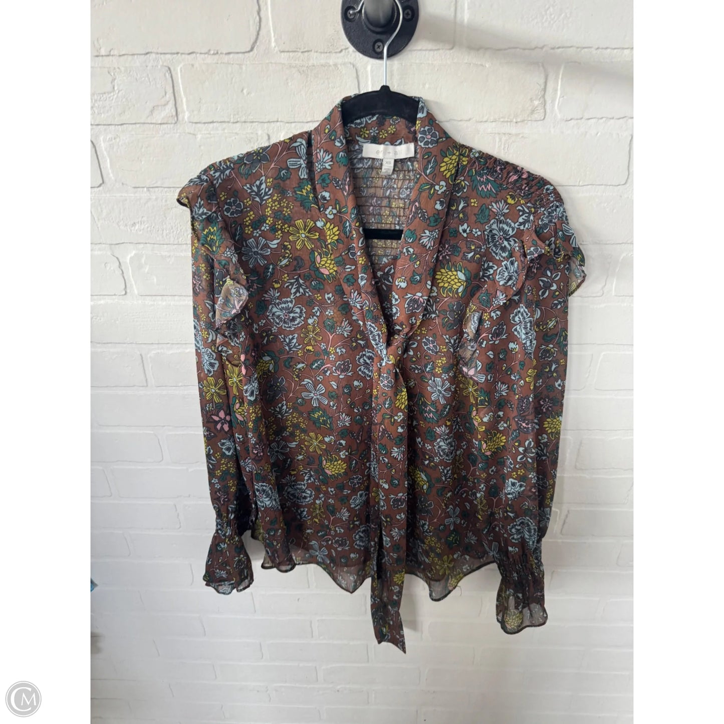 Top Long Sleeve By Eri + Ali In Brown & Yellow, Size: Xs