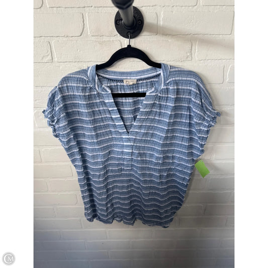 Top Short Sleeve By Pilcro In Blue & White, Size: L