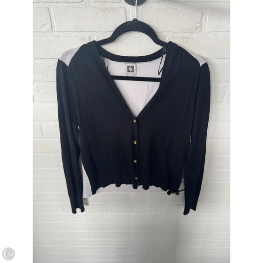 Sweater Cardigan By Anne Klein In Black & White, Size: M