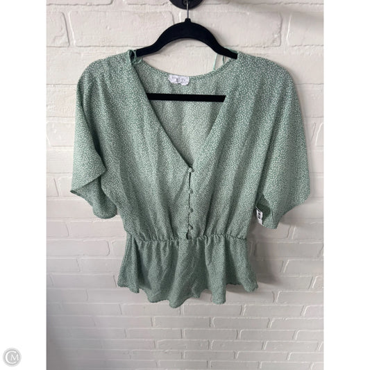 Top Short Sleeve By Sienna Sky In Green & White, Size: L
