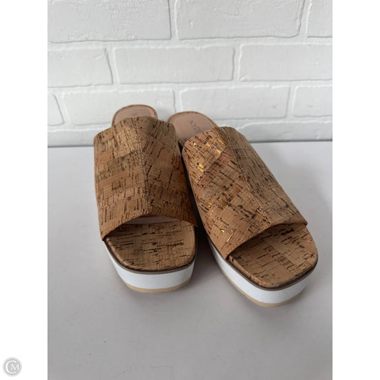 Sandals Heels Wedge By Not Your Daughters Jeans In Tan & White, Size: 9.5