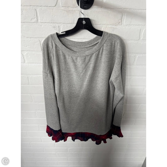 Top Long Sleeve By Hem & Thread In Grey & Red, Size: L