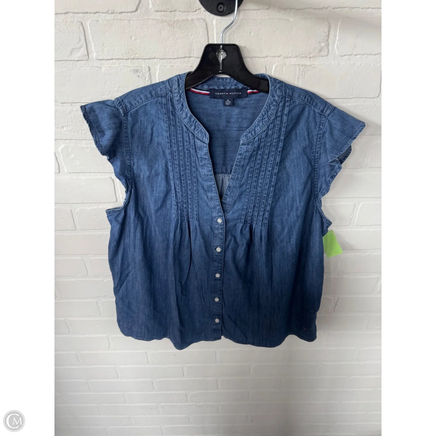 Top Short Sleeve By Tommy Hilfiger In Blue Denim, Size: Xl