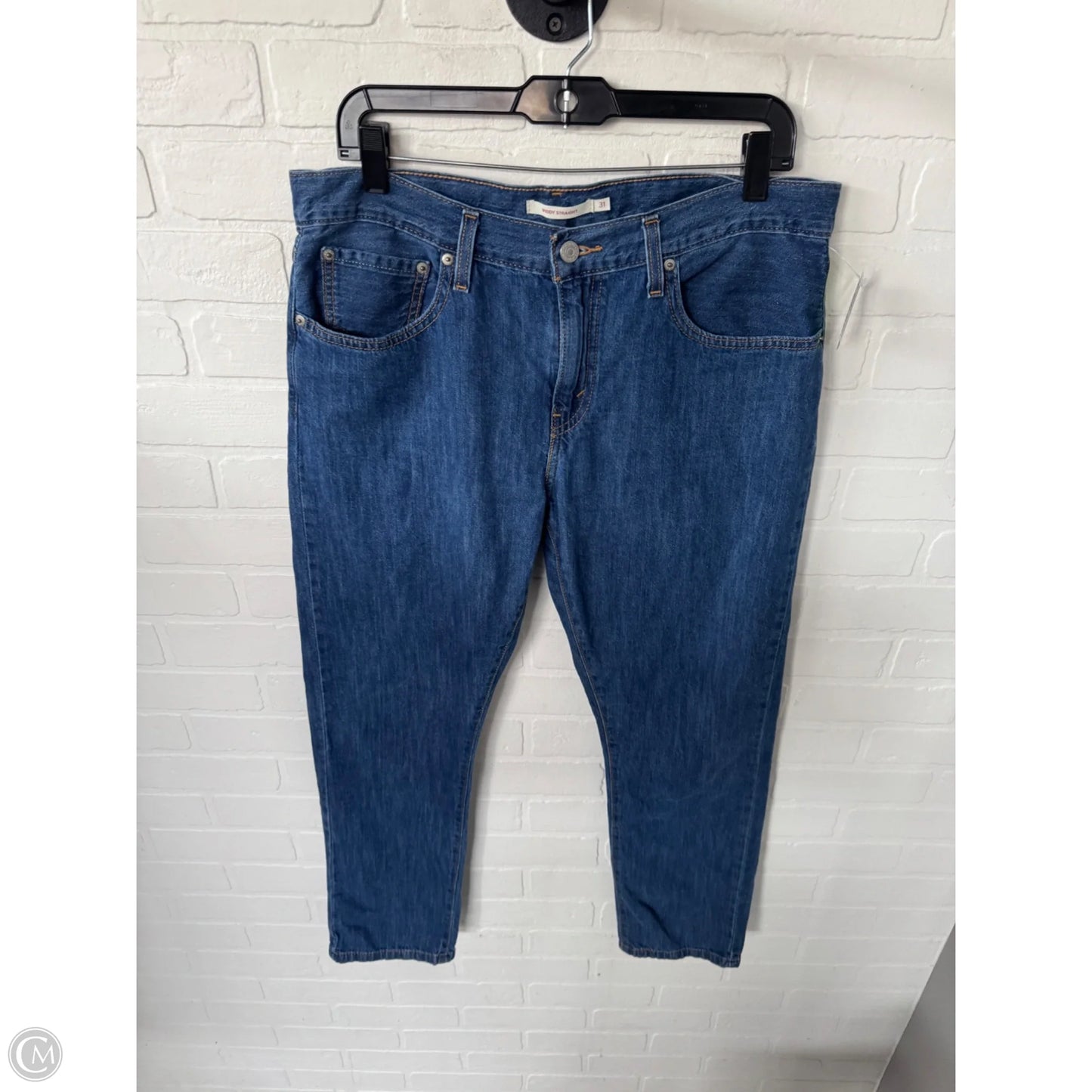 Jeans Straight By Levis In Blue Denim, Size: 12