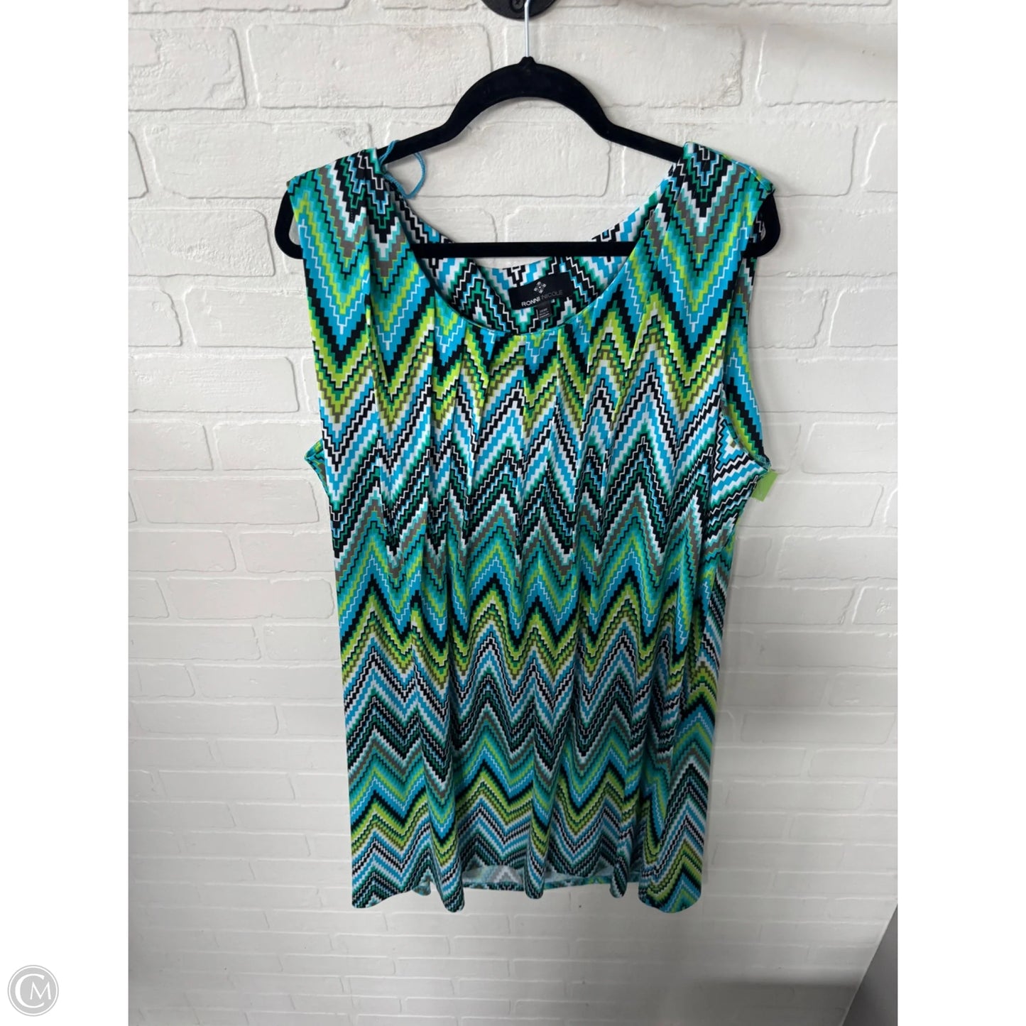 Dress Casual Short By Ronnie Nicole In Blue & Green, Size: 2x