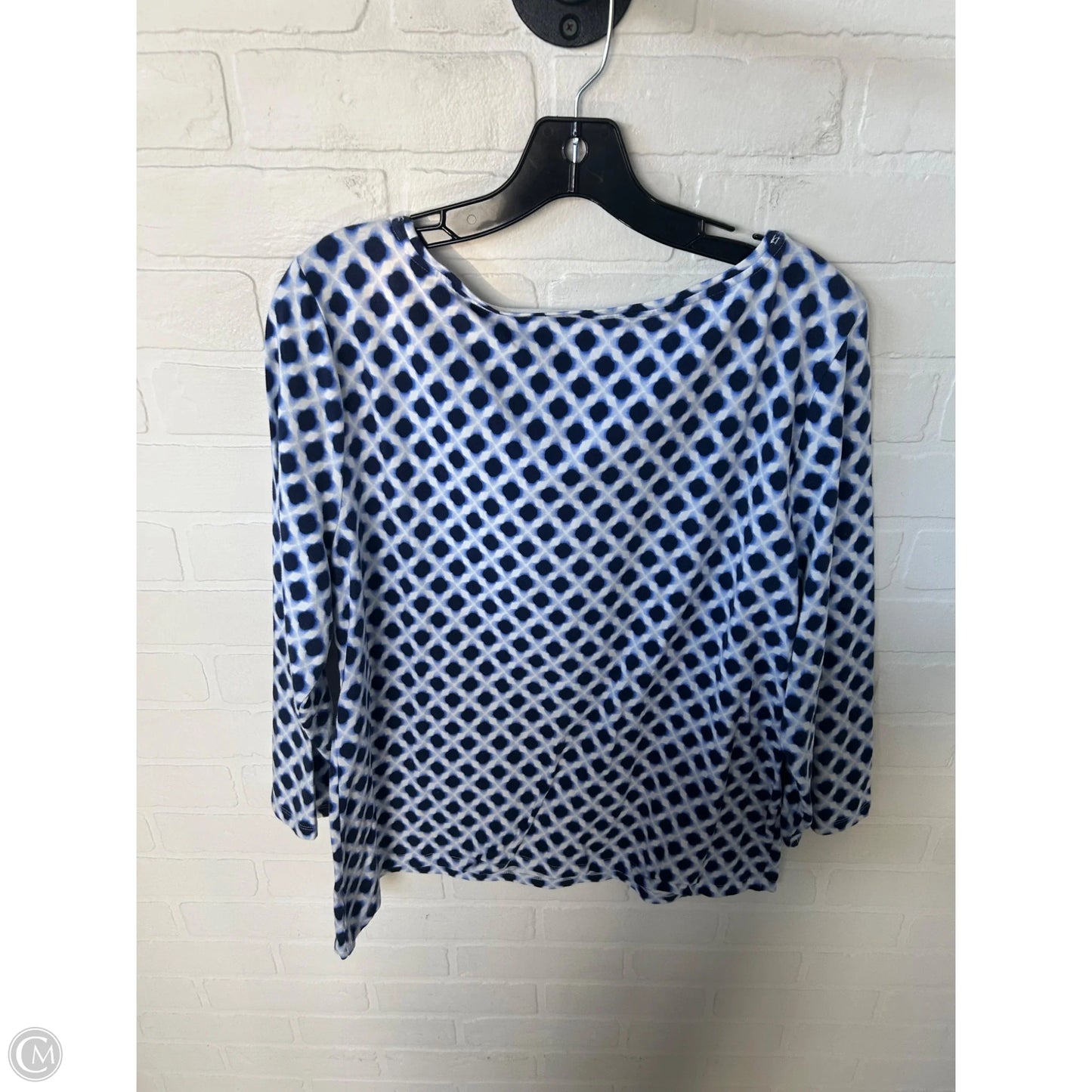 Top 3/4 Sleeve By Talbots In Blue & White, Size: Xl
