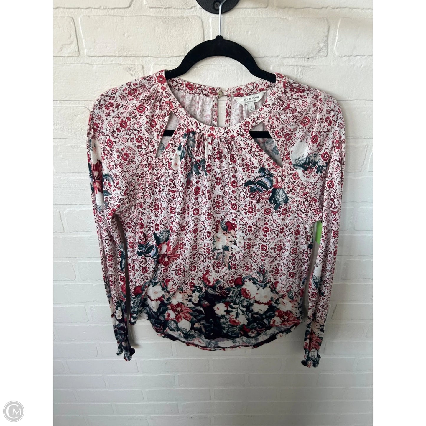 Top Long Sleeve By Lucky Brand In Red & White, Size: S