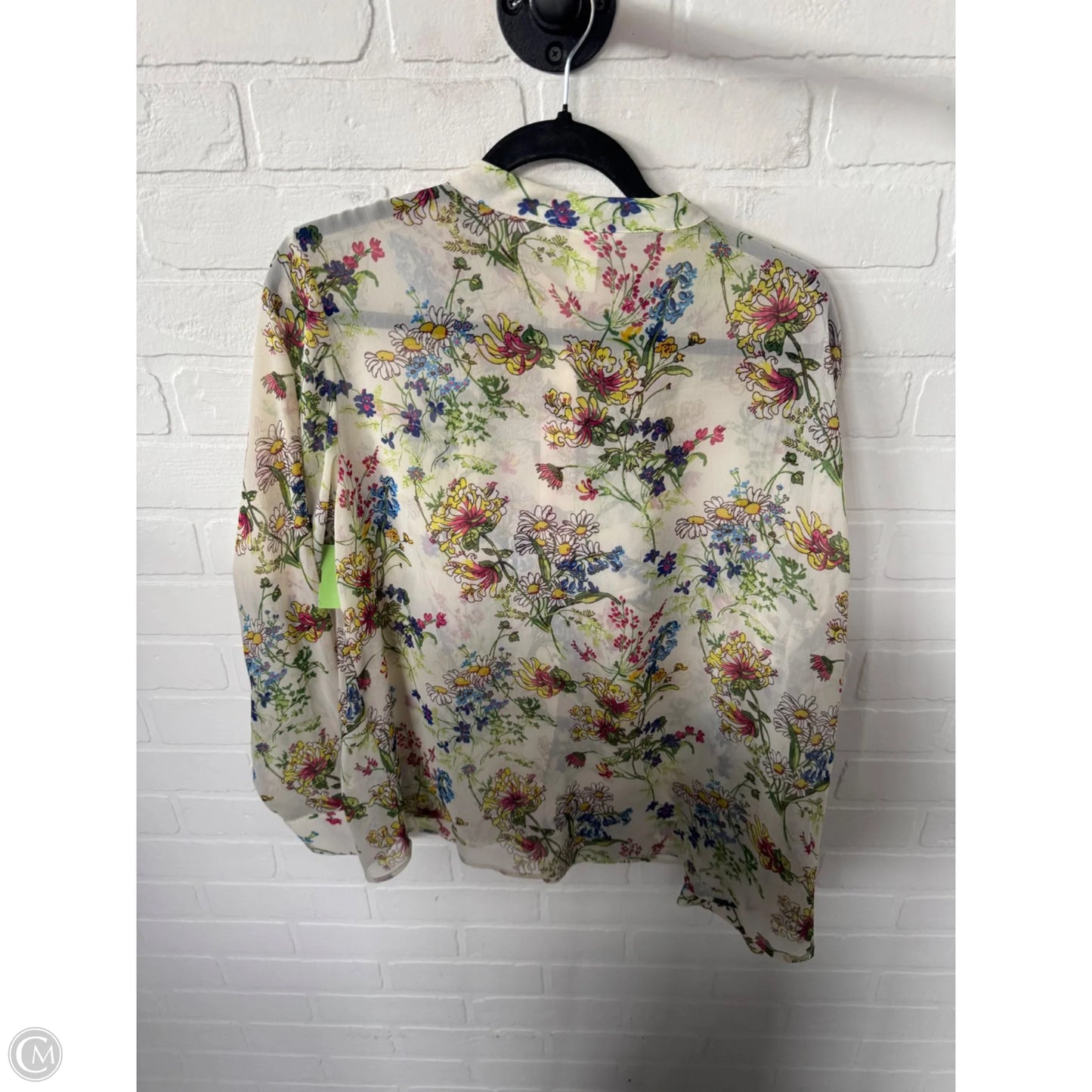 Top Long Sleeve By H&m In Green & Tan, Size: L