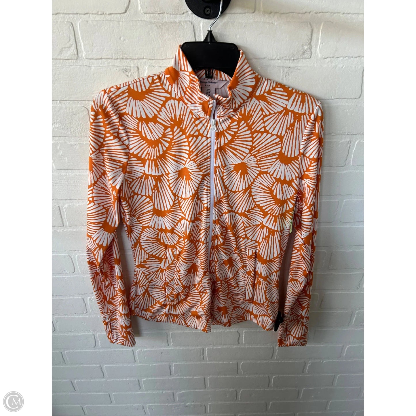 Athletic Top Long Sleeve Collar By Tommy Bahama In Orange & White, Size: S