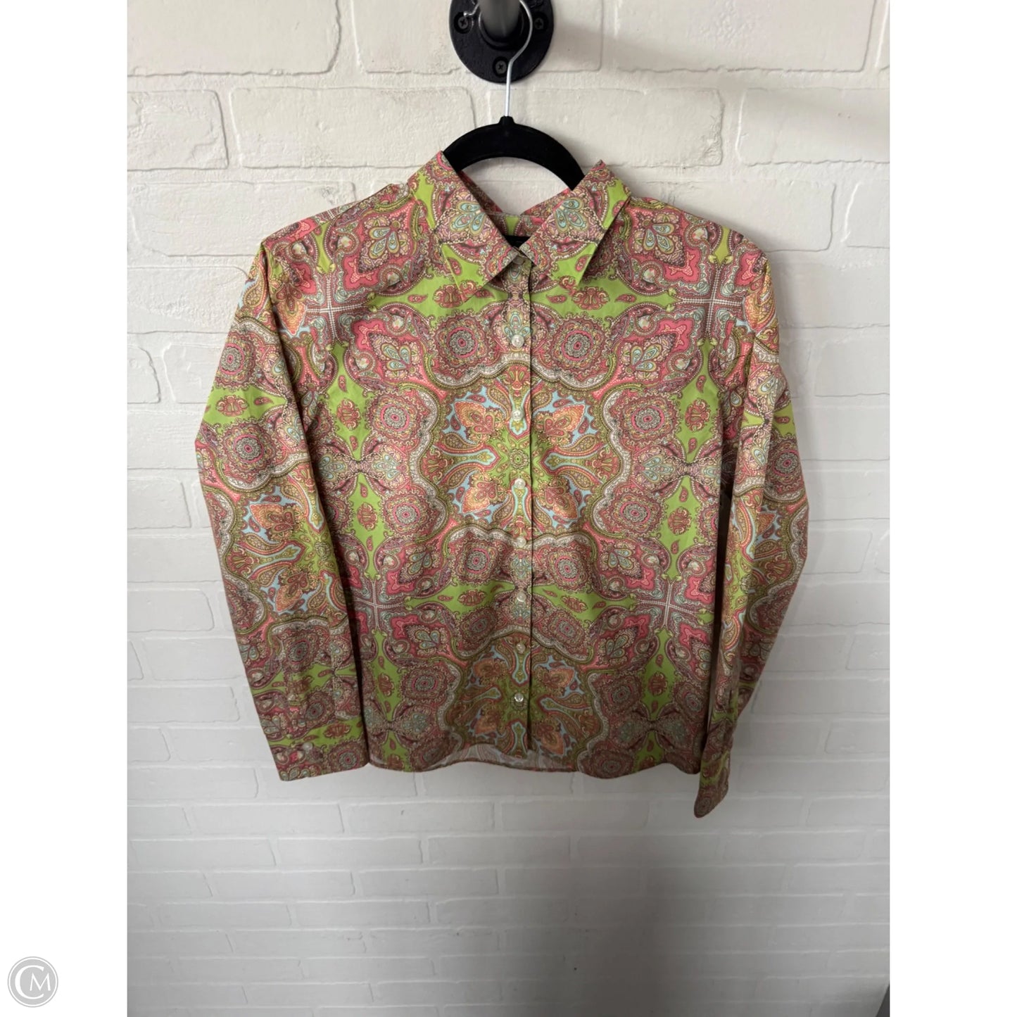 Top Long Sleeve By Lands End In Green & Pink, Size: Mp