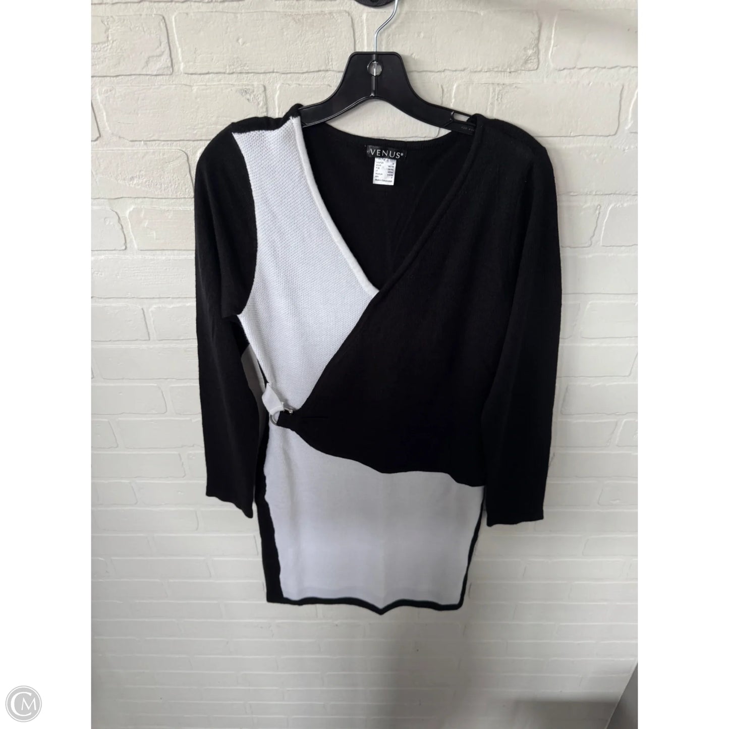 Dress Sweater By Venus In Black & White, Size: S