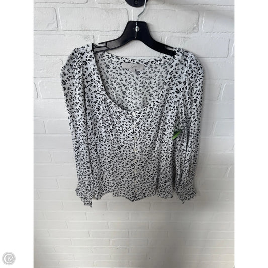 Top Long Sleeve By Loft In Black & White, Size: M