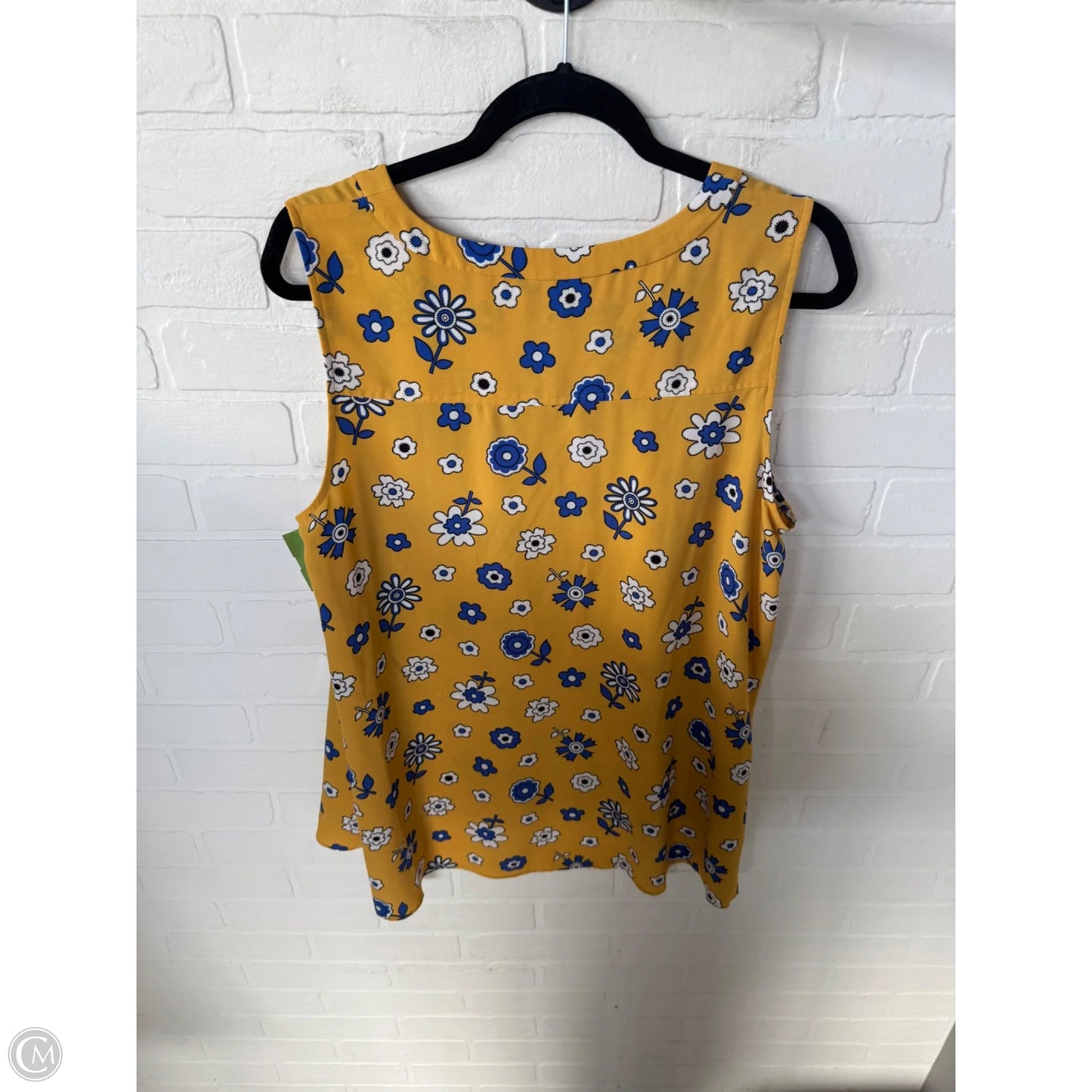 Top Sleeveless By Anne Klein In Blue & Yellow, Size: L