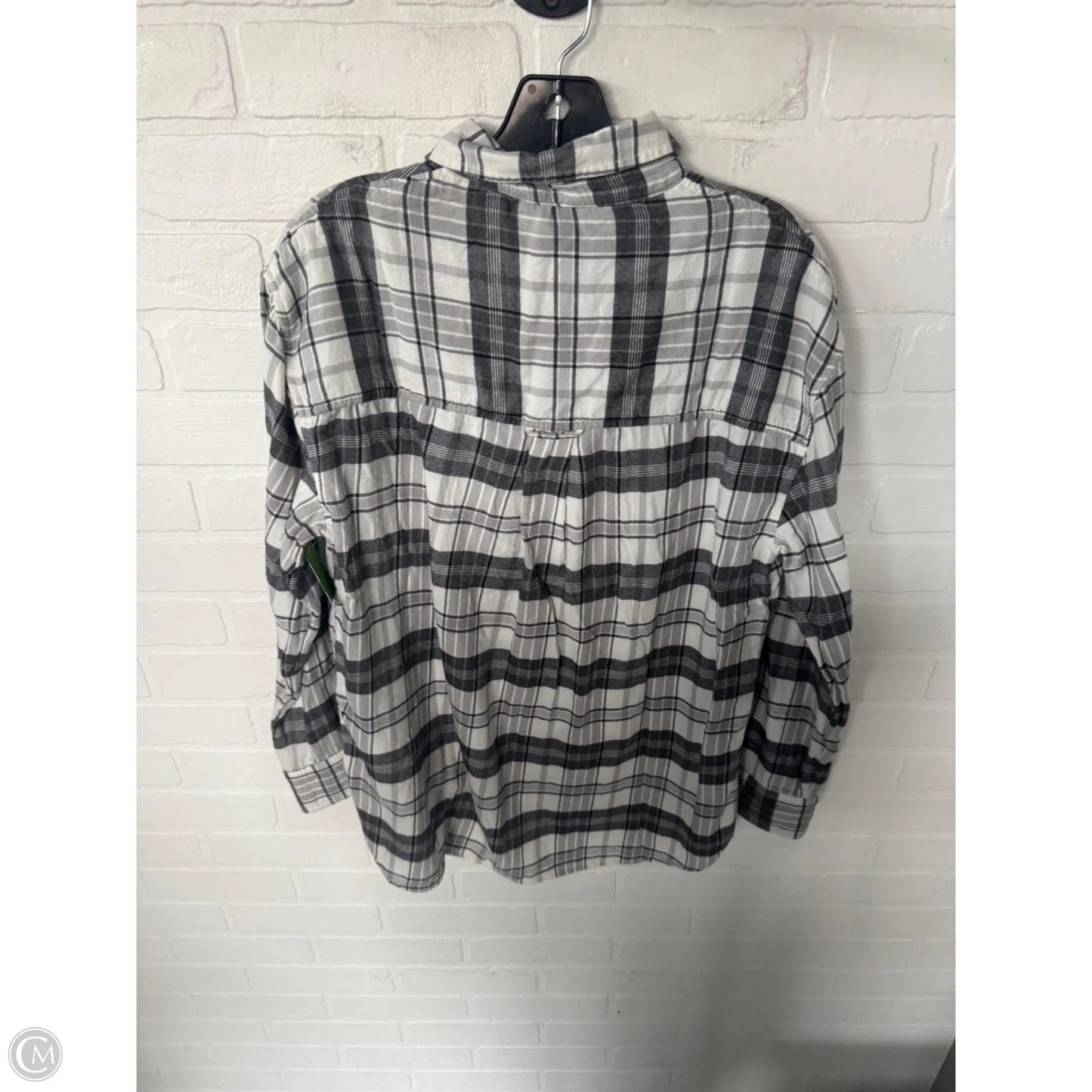 Top Long Sleeve By American Eagle In Grey & White, Size: S
