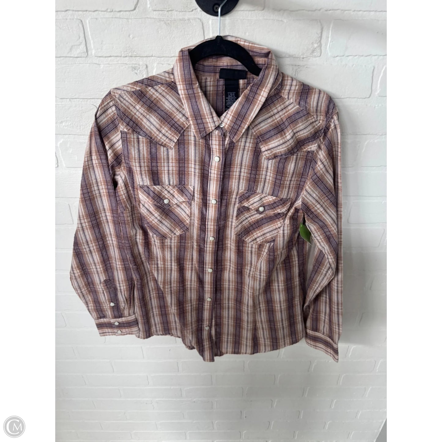 Top Long Sleeve By Wrangler In Brown & Purple, Size: L