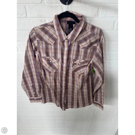 Top Long Sleeve By Wrangler In Brown & Purple, Size: L