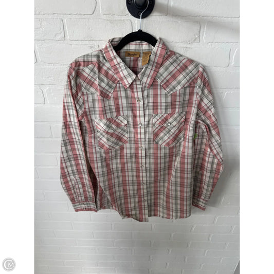 Top Long Sleeve By Wrangler In Pink & Tan, Size: M
