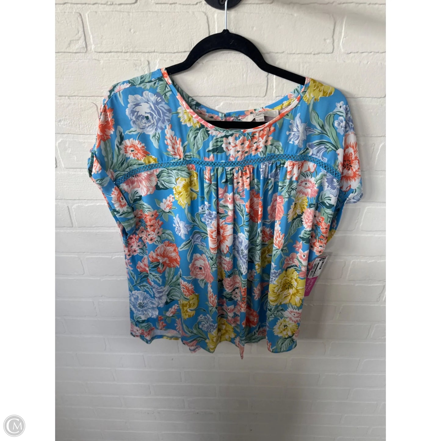 Top Short Sleeve By Loft In Blue & Orange, Size: L