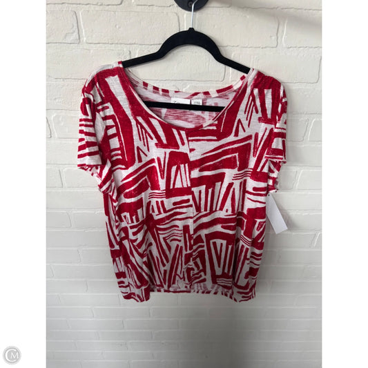 Top Short Sleeve By Chicos In Red & Tan, Size: Xl