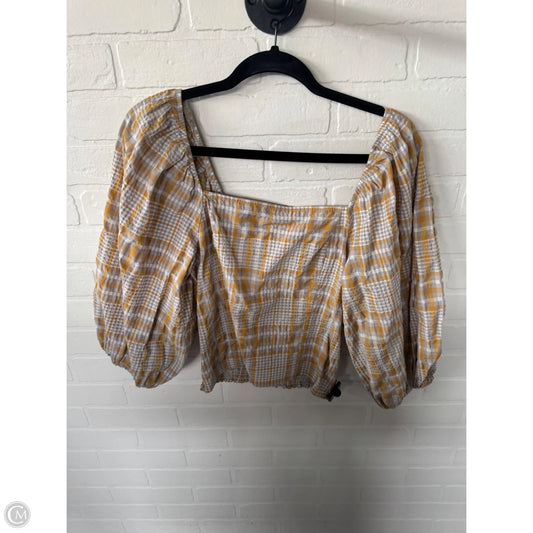 Top 3/4 Sleeve By Maeve In Grey & Yellow, Size: M