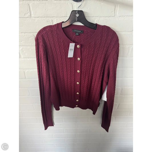 Sweater Cardigan By Ann Taylor In Red, Size: M