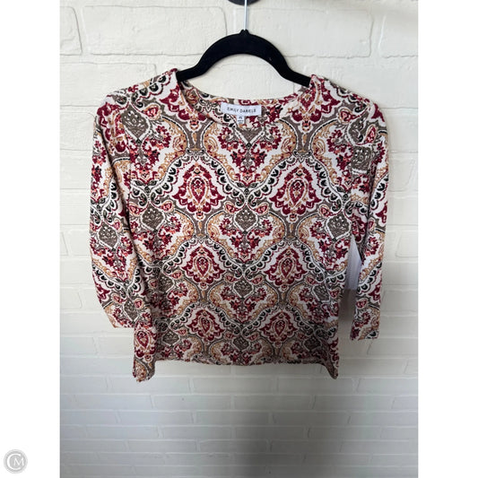 Top 3/4 Sleeve By Emily Daniels In Grey & Red, Size: Sp