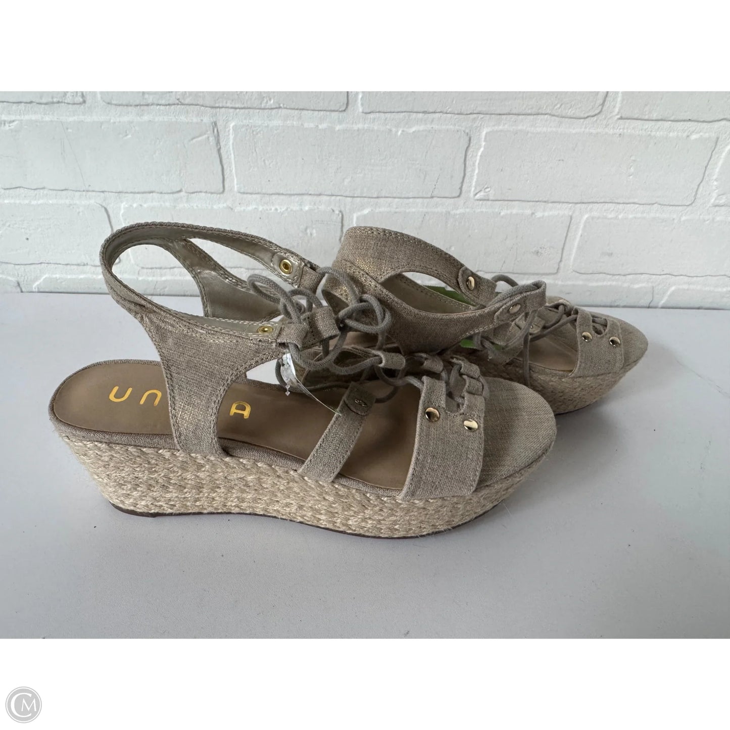 Sandals Heels Wedge By Unisa In Gold, Size: 8