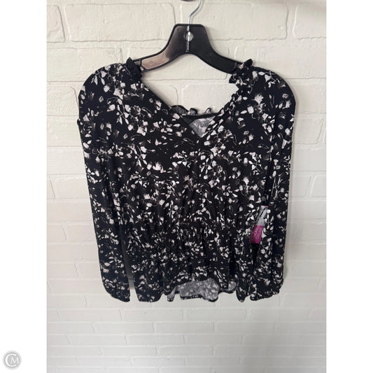 Top 3/4 Sleeve By Simply Vera In Black & Grey, Size: M